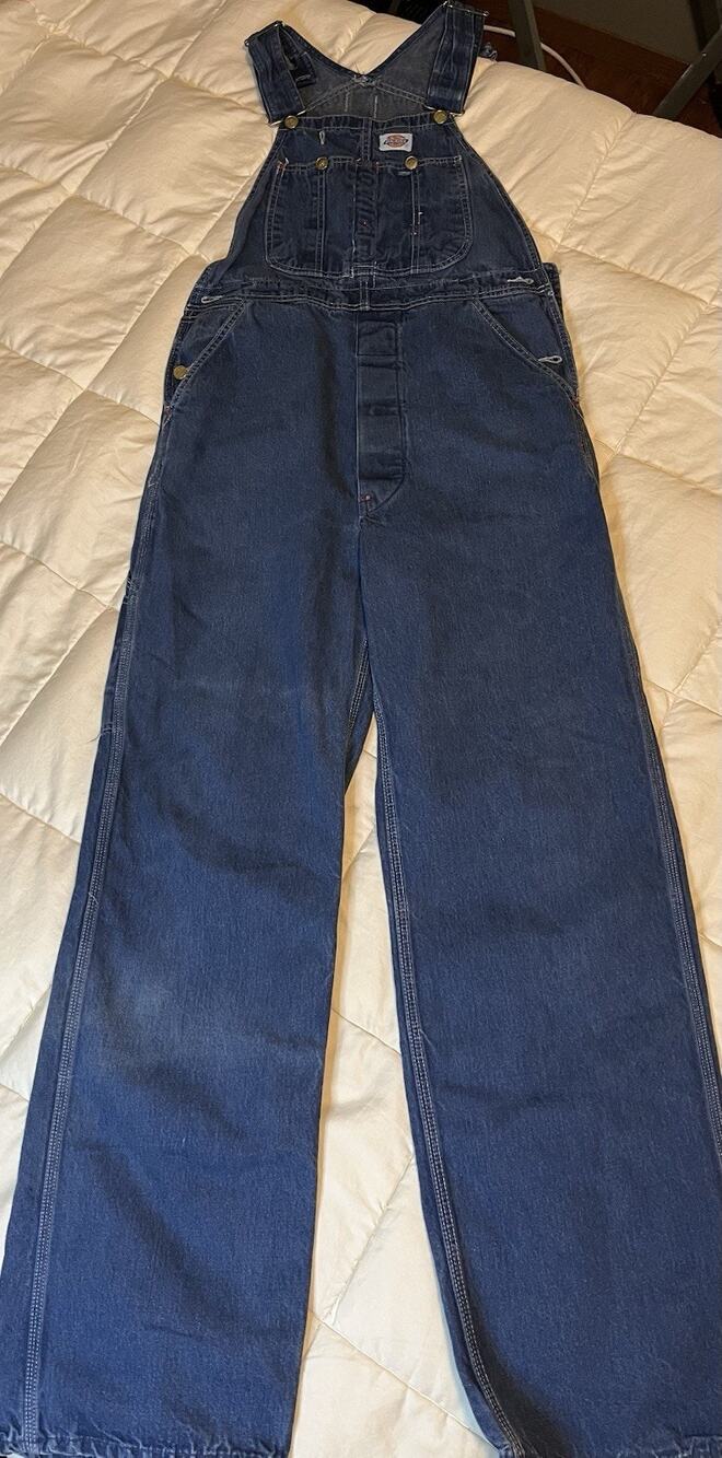 Vintage Dickies Denim Bib Overalls Men's 32/34 Blue Carpenter Workwear